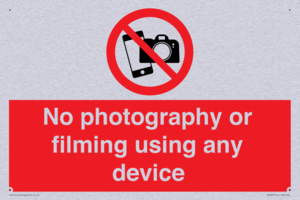 No photography or filming using any device